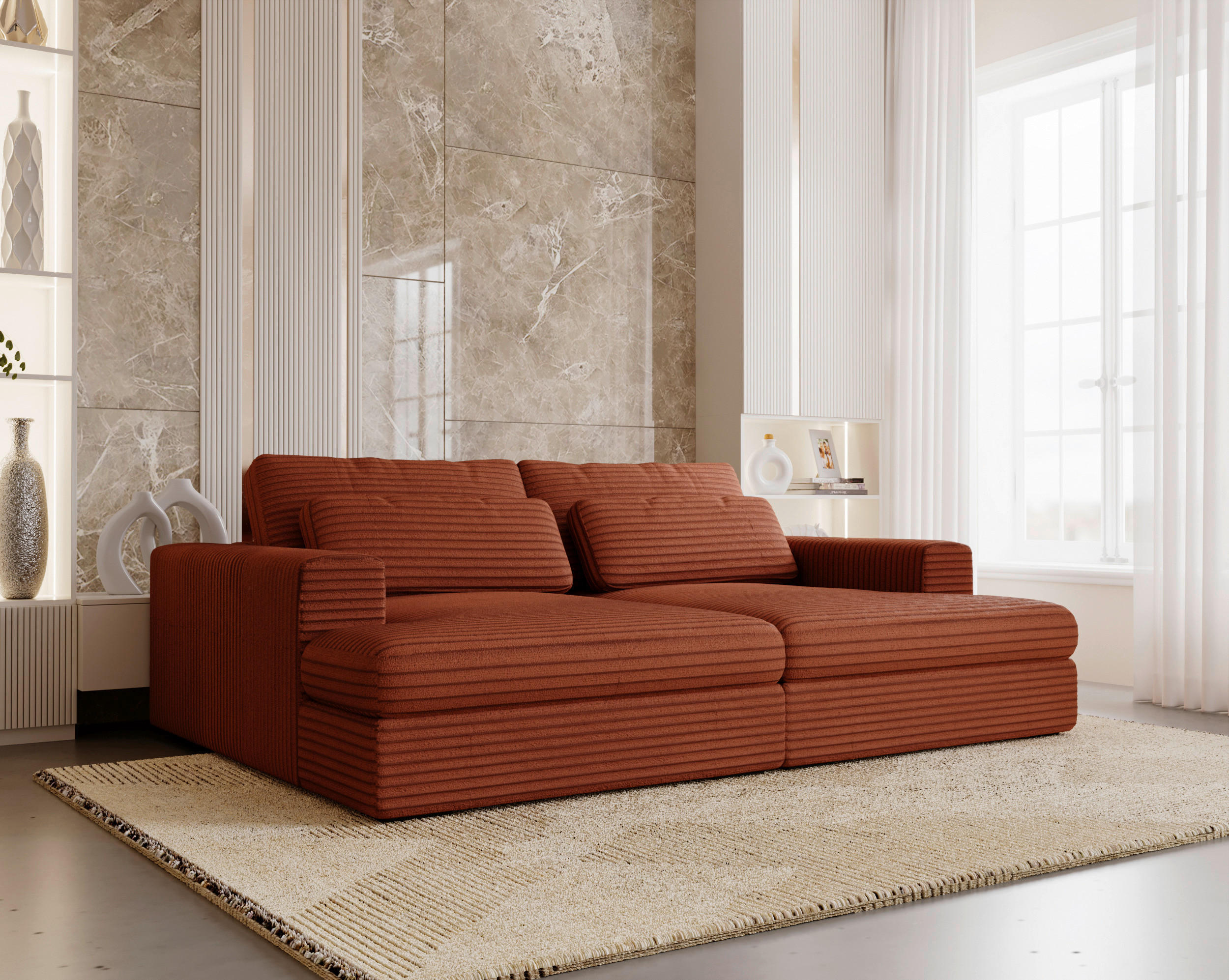BIGSOFA Cord Bronzefarben  - Schwarz/Bronzefarben, Design, Textil (223/80/158cm) - home24