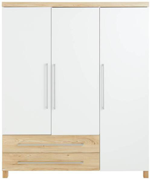 BABYKLEIDERSCHRANK Lennox Fresh Weiß, Eichefarben  - Eichefarben/Silberfarben, Basics, Holzwerkstoff (164/198/55,9cm) - Paidi