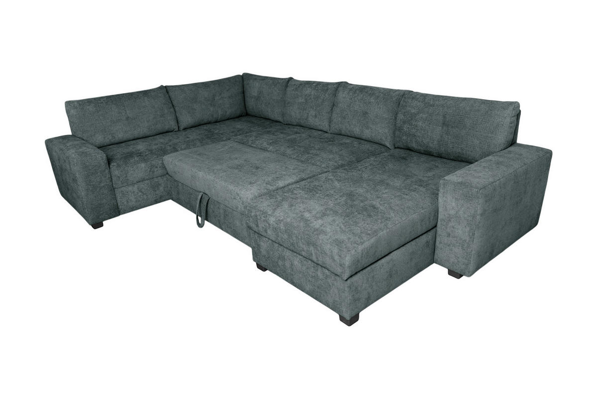 WOHNLANDSCHAFT VALERI Dunkelgrau Chenille  - Dunkelgrau/Schwarz, Design, Kunststoff/Textil (208/305/157cm) - MID.YOU
