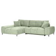 ECKSOFA  in Flachgewebe Hellgrün  - Schwarz/Hellgrün, KONVENTIONELL, Textil/Metall (180/295cm) - Carryhome