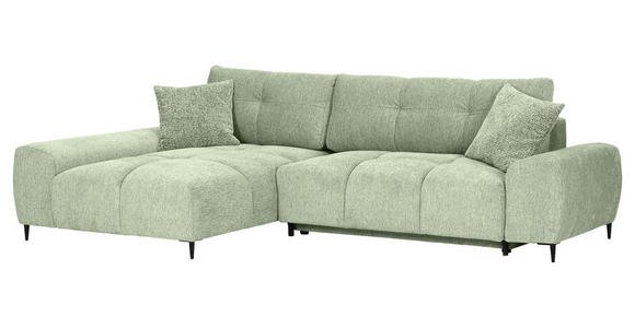 ECKSOFA  in Flachgewebe Hellgrün  - Schwarz/Hellgrün, KONVENTIONELL, Textil/Metall (180/295cm) - Carryhome