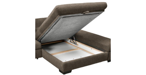 ECKSOFA  in Flachgewebe Braun  204/341 cm  - Schwarz/Braun, Design, Textil/Metall (204/341cm) - Xora