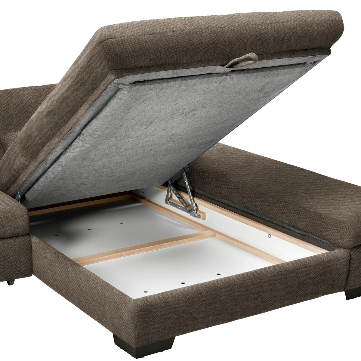 ECKSOFA  in Flachgewebe Braun  204/341 cm  - Schwarz/Braun, Design, Textil/Metall (204/341cm) - Xora