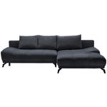 ECKSOFA Dunkelblau Chenille Rückenkissen, Bettkasten, Schlaffunktion, Rücken echt  - Schwarz/Dunkelblau, MODERN, Textil/Metall (290/182cm) - Hom`in