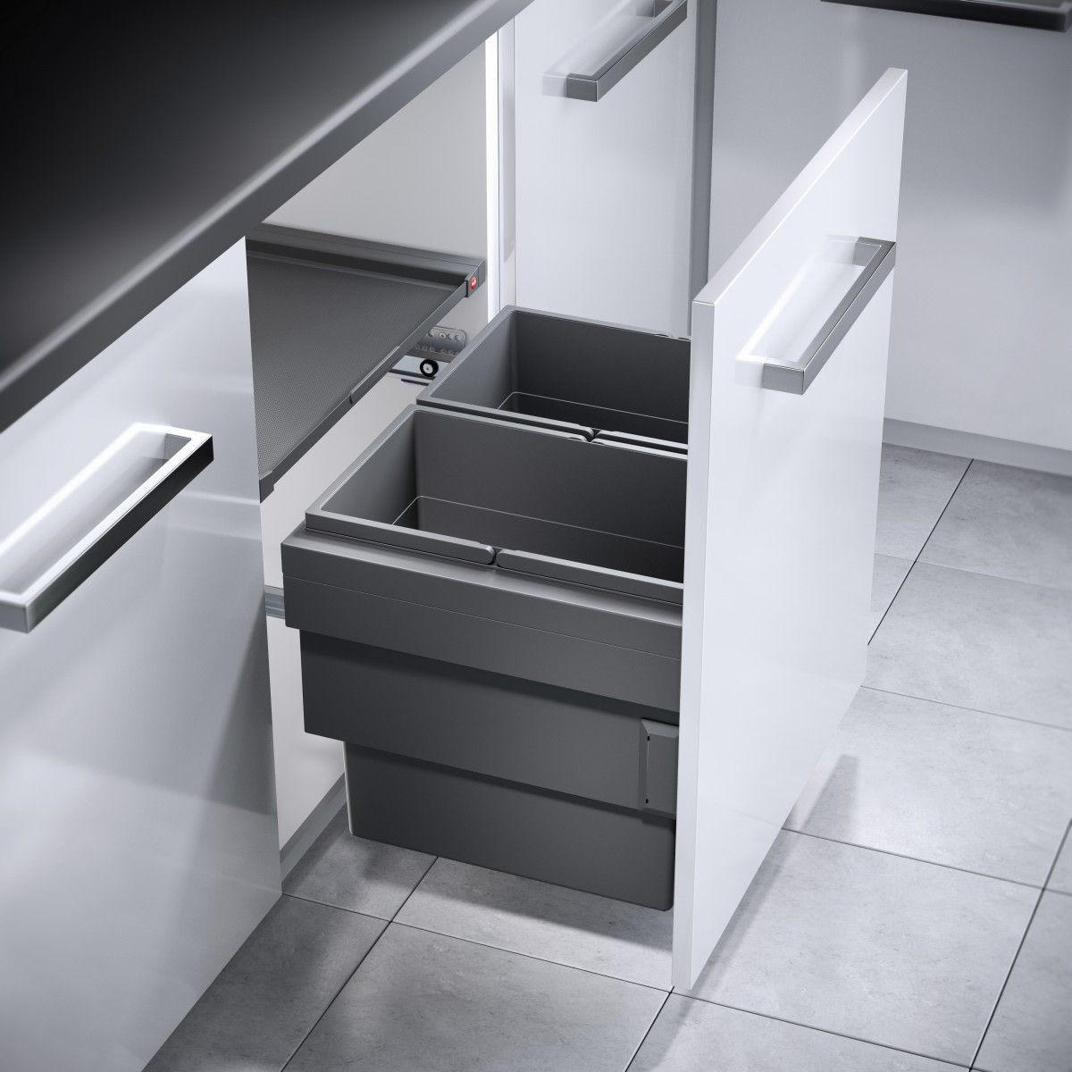 EINBAUABFALLSAMMLER 2 x 28 l  Kunststoff  - Dunkelgrau/Grau, Basics, Kunststoff (56,2-56,8/37-42,4/40cm) - HKT