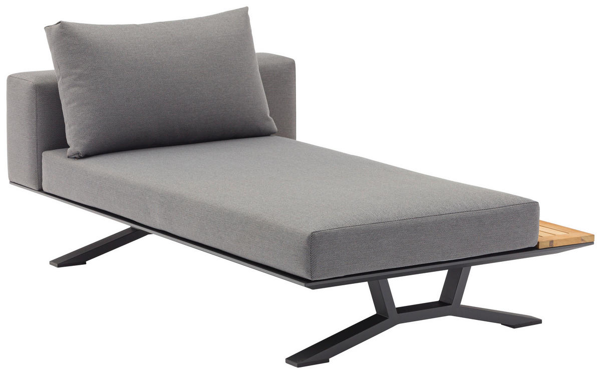 LOUNGEGARNITUR Teakholz massiv Aluminium  - Anthrazit/Naturfarben, Design, Holz/Textil (172/97/25cm) - Amatio