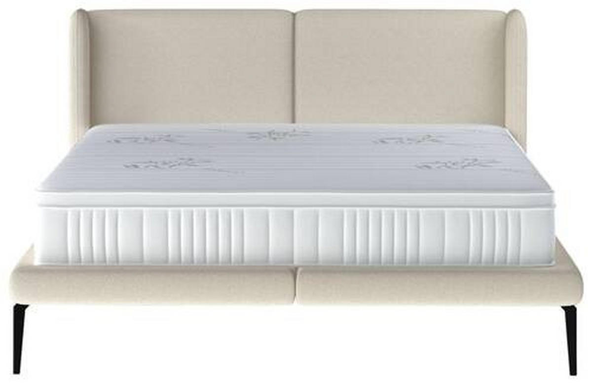Polsterbett inkl. Matratze Matratze, gepolstertes Kopfteil, Topper Creme 180/200 cm  - Creme/Schwarz, MODERN, Textil/Metall (180/200cm) - Livetastic