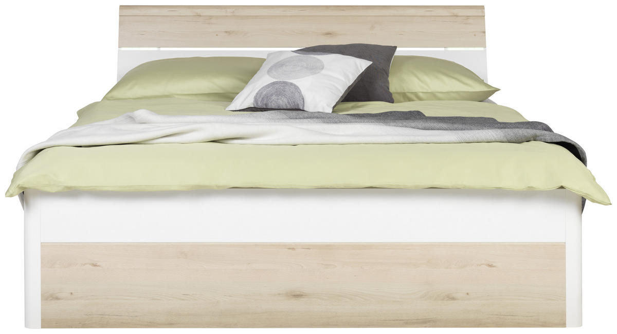 ÁGY 180/200 cm  fehér, bükk  - bükk/fehér, Design, faalapú anyag/fa (180/200cm) - Ti'me