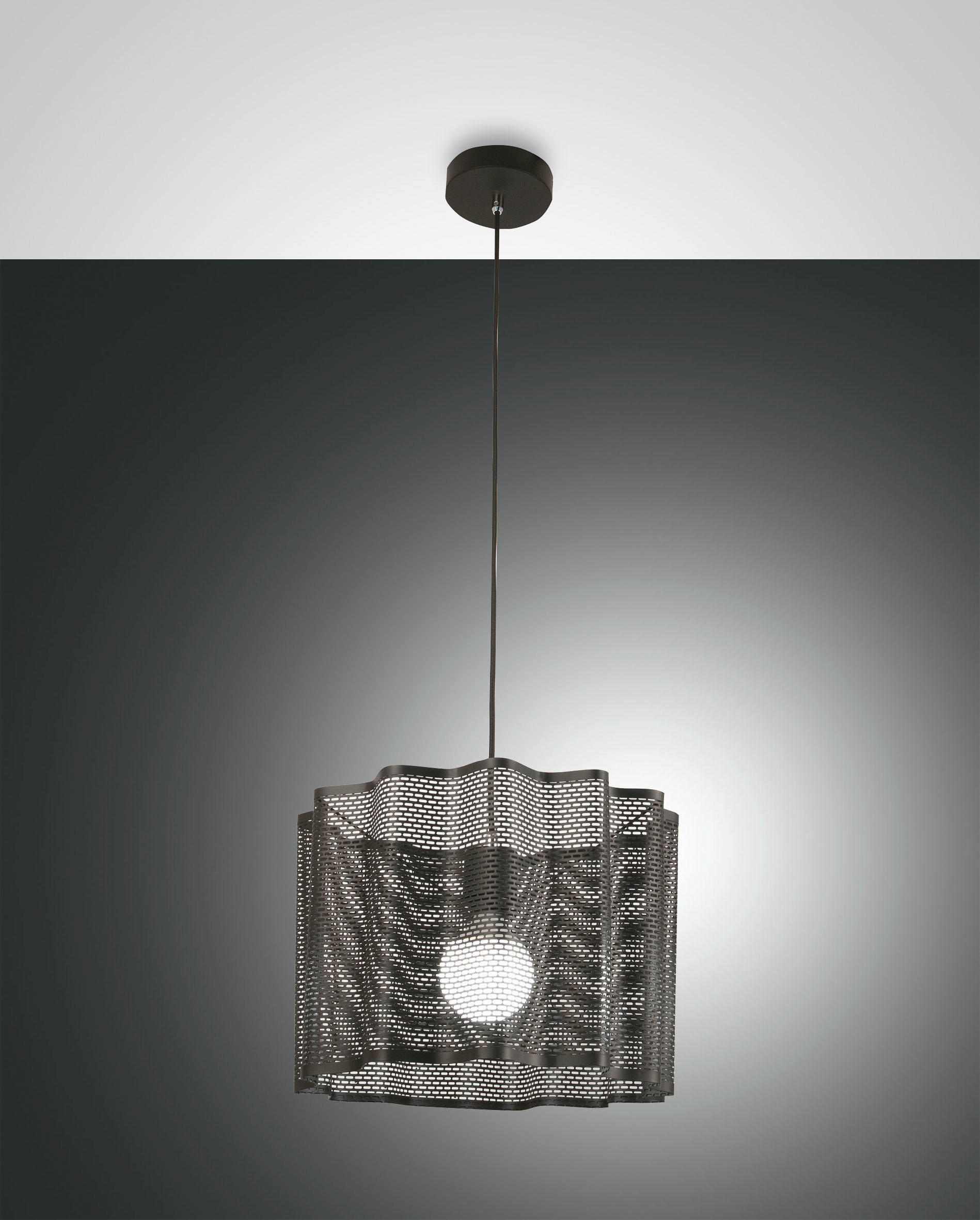 HÄNGELEUCHTE Glicine 40/200 cm   - Schwarz, Design, Metall (40/200cm) - Fabas Luce