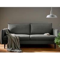 3-SITZER-SOFA JULI Samt Dunkelgrau  - Dunkelgrau/Schwarz, Design, Holz/Textil (203/86/100cm) - P & B