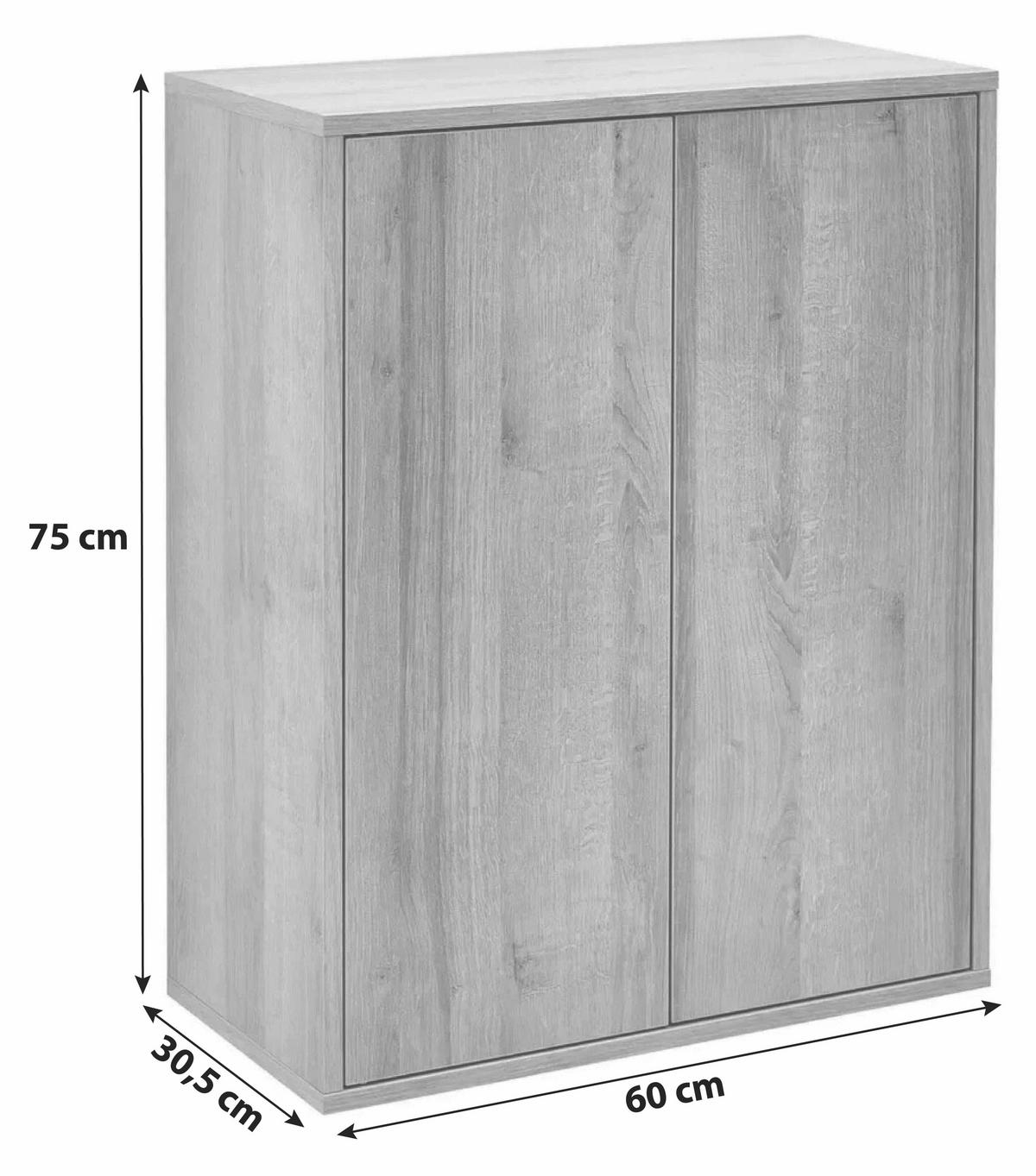 UNTERSCHRANK 60/75/30,5 cm   - Eichefarben/Anthrazit, MODERN, Glas/Holzwerkstoff (60/75/30,5cm) - MID.YOU