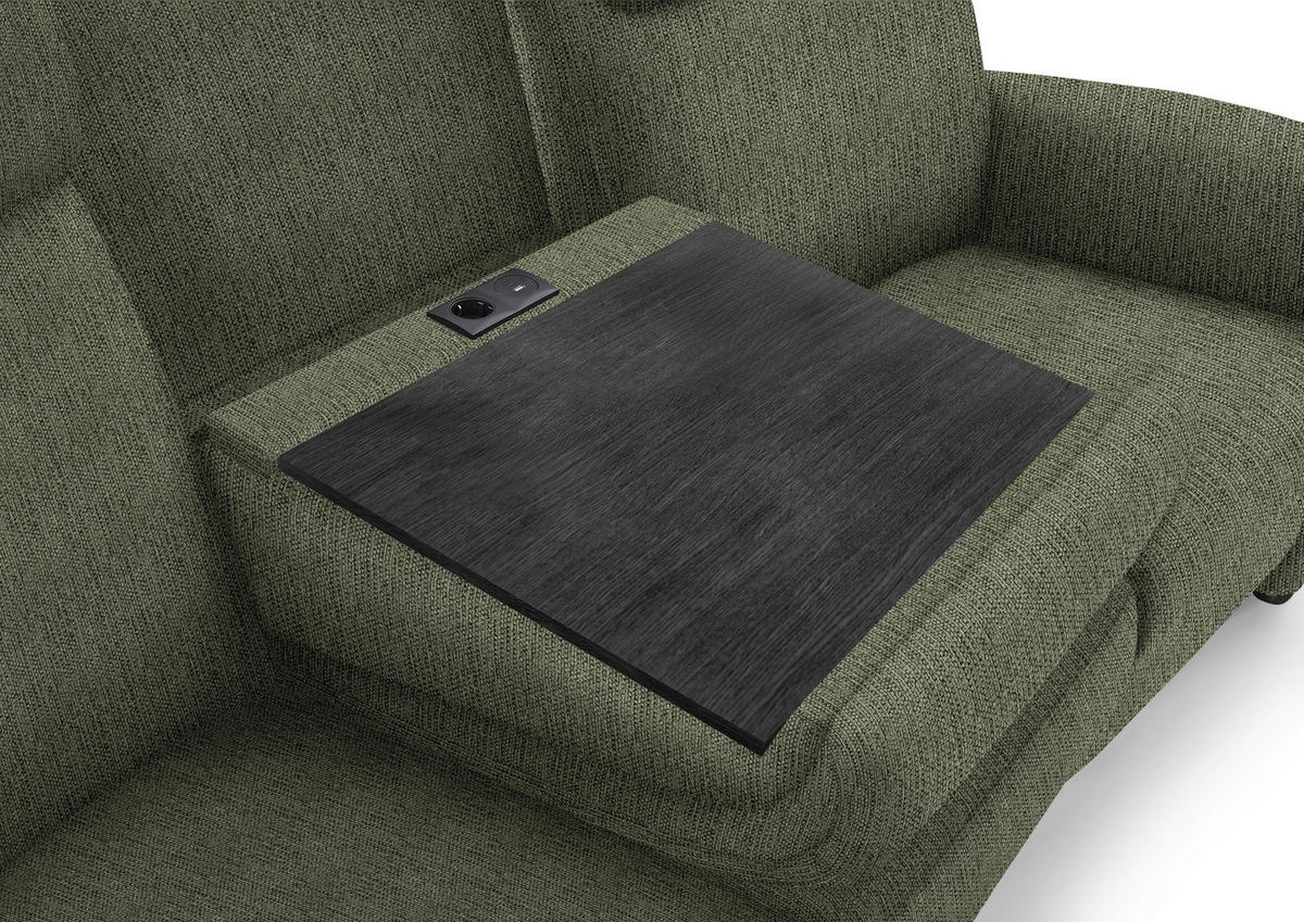 TRAPEZSOFA in Flachgewebe Dunkelgrün  - Dunkelgrün/Schwarz, Konventionell, Textil/Metall (219/107/97cm) - Pure Home Comfort