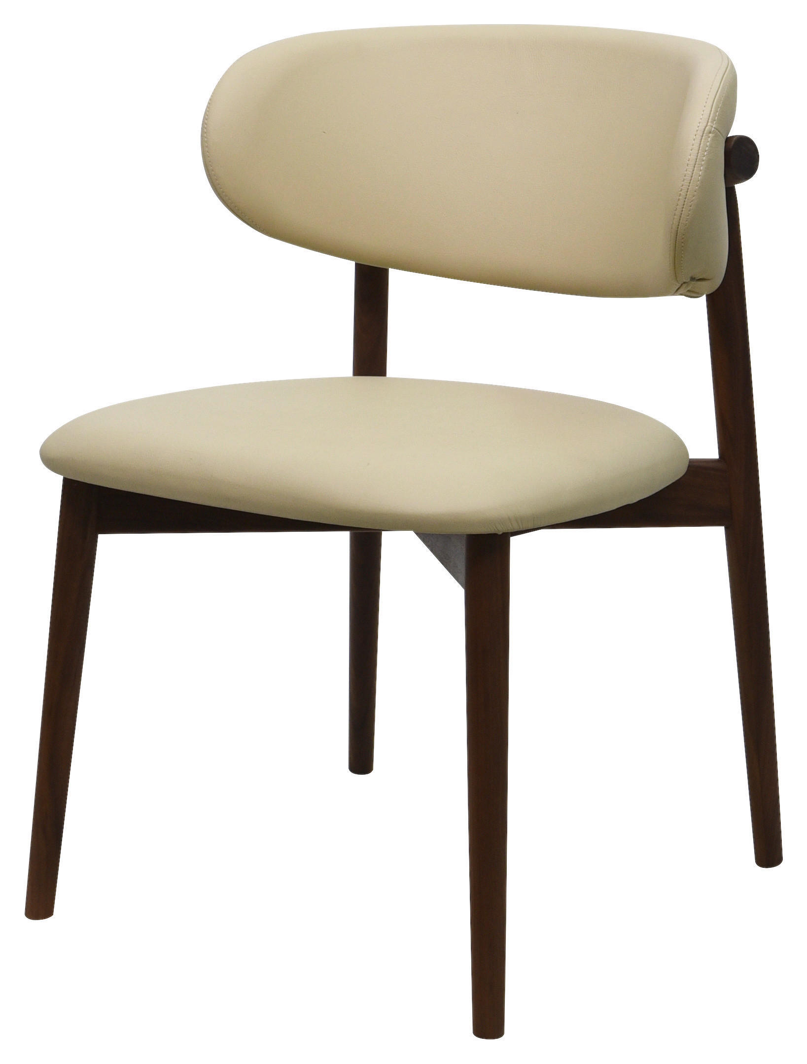 STUHL Echtleder Beige Walnuss vollmassiv  - Beige/Walnussfarben, MODERN, Leder/Holz (55/80/60cm) - Livetastic