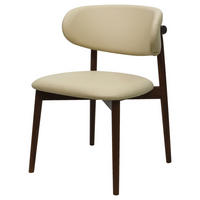 STUHL Echtleder Beige Walnuss vollmassiv  - Beige/Walnussfarben, MODERN, Leder/Holz (55/80/60cm) - Livetastic