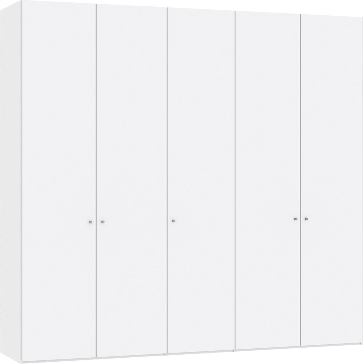 DREHTÜRENSCHRANK 253/236/59 cm 5-türig Weiß, Weiß Hochglanz  - Weiß Hochglanz/Silberfarben, Design, Holzwerkstoff/Metall (253/236/59cm) - Jutzler