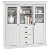 HIGHBOARD  143/145/45 cm 4 Schublade(n)  - Weiß/Kupferfarben, ROMANTIK / LANDHAUS, Glas/Holz (143/145/45cm) - Boxxx