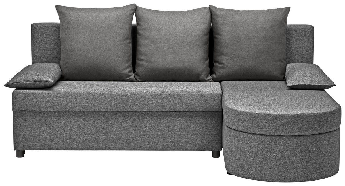 ECKSOFA in Webstoff Grau  - Anthrazit/Schwarz, Konventionell, Kunststoff/Textil (159/196cm) - Ti'me