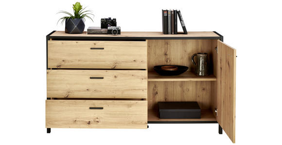 SIDEBOARD 146/83/40 cm in Anthrazit, Eichefarben - Eichefarben/Anthrazit, Design, Holzwerkstoff/Metall (146/83/40cm) - Carryhome