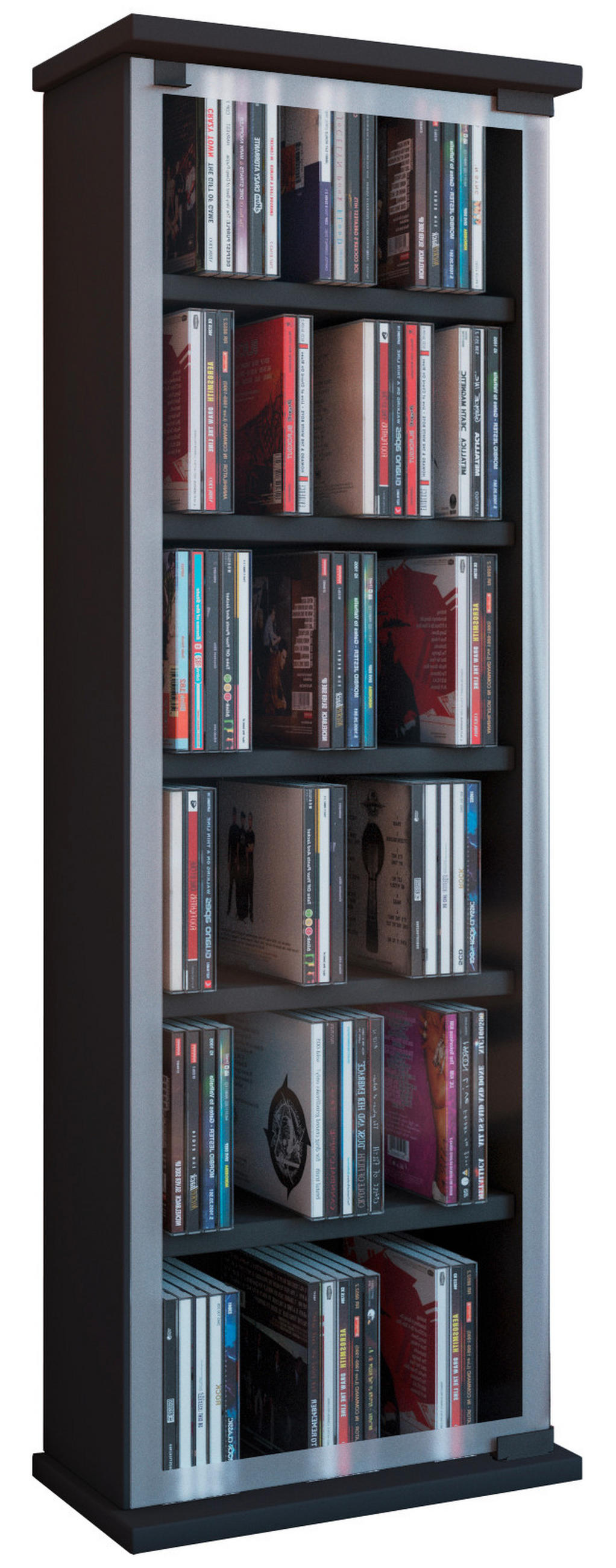 CD-REGAL - Schwarz, KONVENTIONELL, Glas/Holzwerkstoff (31/92/18cm) - MID.YOU