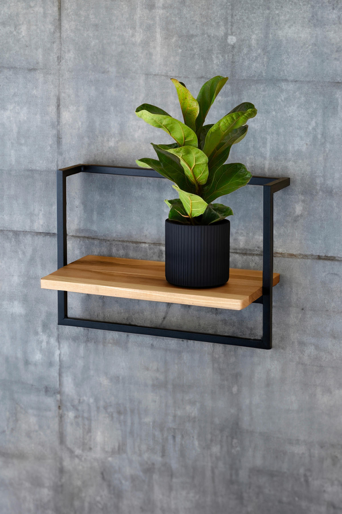 WANDREGAL 43/20/30 cm  - Schwarz, Design, Holz/Metall (43/20/30cm)