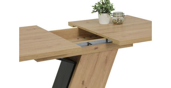 ESSTISCH Schwarz, Eiche Artisan rechteckig ausziehbar - Schwarz/Eiche Artisan, KONVENTIONELL, Holzwerkstoff (140-180/90/76cm) - Carryhome