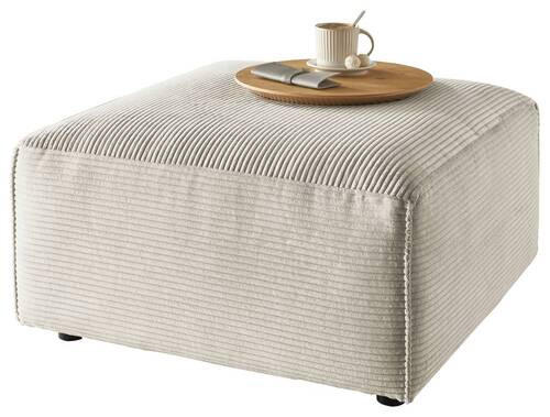 HOCKER Cord Naturfarben - Schwarz/Naturfarben, Design, Kunststoff/Textil (80/71/80cm) - Pure Home Lifestyle