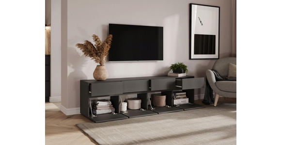 LOWBOARD  200/52,8/40 cm 4 Schublade(n) stehend, in verschiedenen Holzdekoren erhältlich  - Anthrazit/Schwarz, Design, Holzwerkstoff (200/52,8/40cm) - Xora