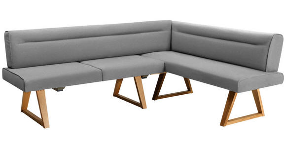 ECKBANK 230/170 cm Mikrofaser, Lederlook (vegan) Eichefarben, Hellgrau Wildeiche massiv   - Eichefarben/Hellgrau, KONVENTIONELL, Holz/Textil (230/170cm) - Moderano