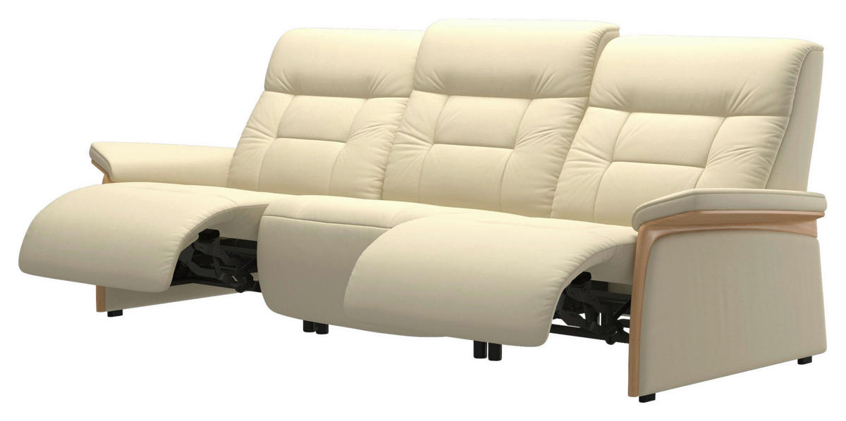 3-SITZER-SOFA Echtleder Beige  - Beige/Schwarz, KONVENTIONELL, Leder/Holz (264/102/99cm) - Stressless