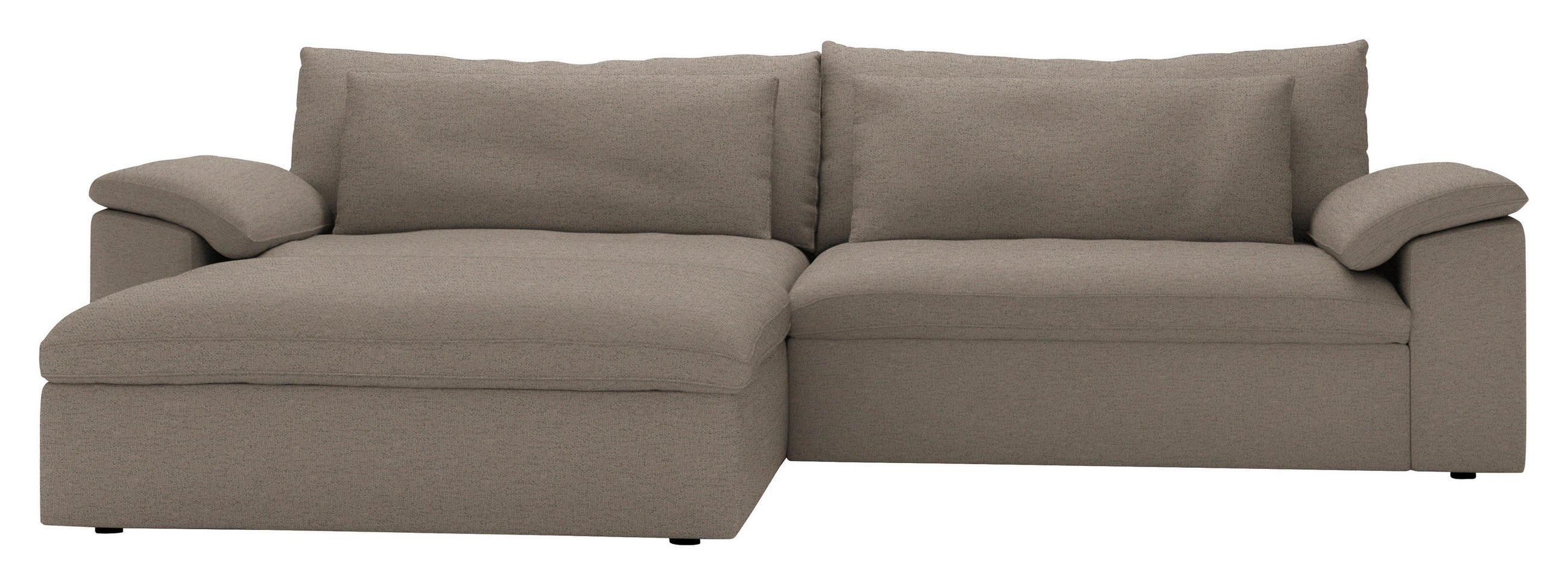 ECKSOFA  in Flachgewebe Greige Rückenkissen, Nierenkissen, Armlehnenkissen, Rücken echt  198/306 cm  - Greige/Schwarz, MODERN, Kunststoff/Textil (198/306cm) - Carryhome