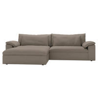 ECKSOFA Flachgewebe Greige  - Greige/Schwarz, Modern, Kunststoff/Textil (198/306cm) - Carryhome