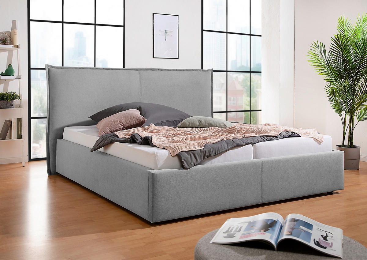 POLSTERBETT 200/200 cm,  in Grau,  - Schwarz/Grau, MODERN, Kunststoff/Textil (200/200cm) - Livetastic