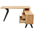 ECKSCHREIBTISCH 160/160/75 cm  in Eichefarben  - Eichefarben/Schwarz, Natur, Holz/Metall (160/160/75cm) - Linea Natura