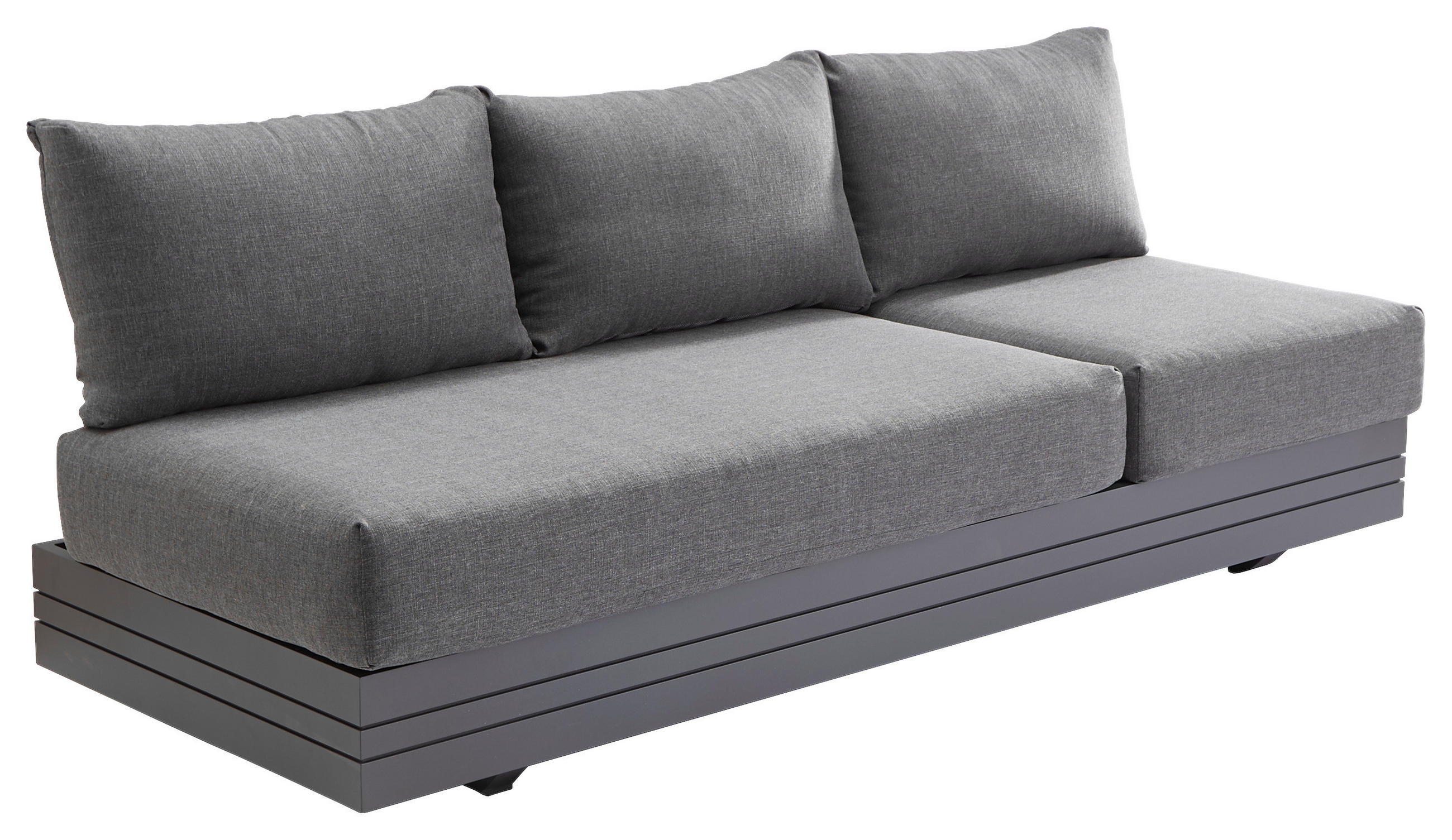 LOUNGESOFA 198/40/74/81 cm Aluminium  - Dunkelgrau/Graphitfarben, Design, Textil/Metall (198/40/74/81cm) - Zebra 