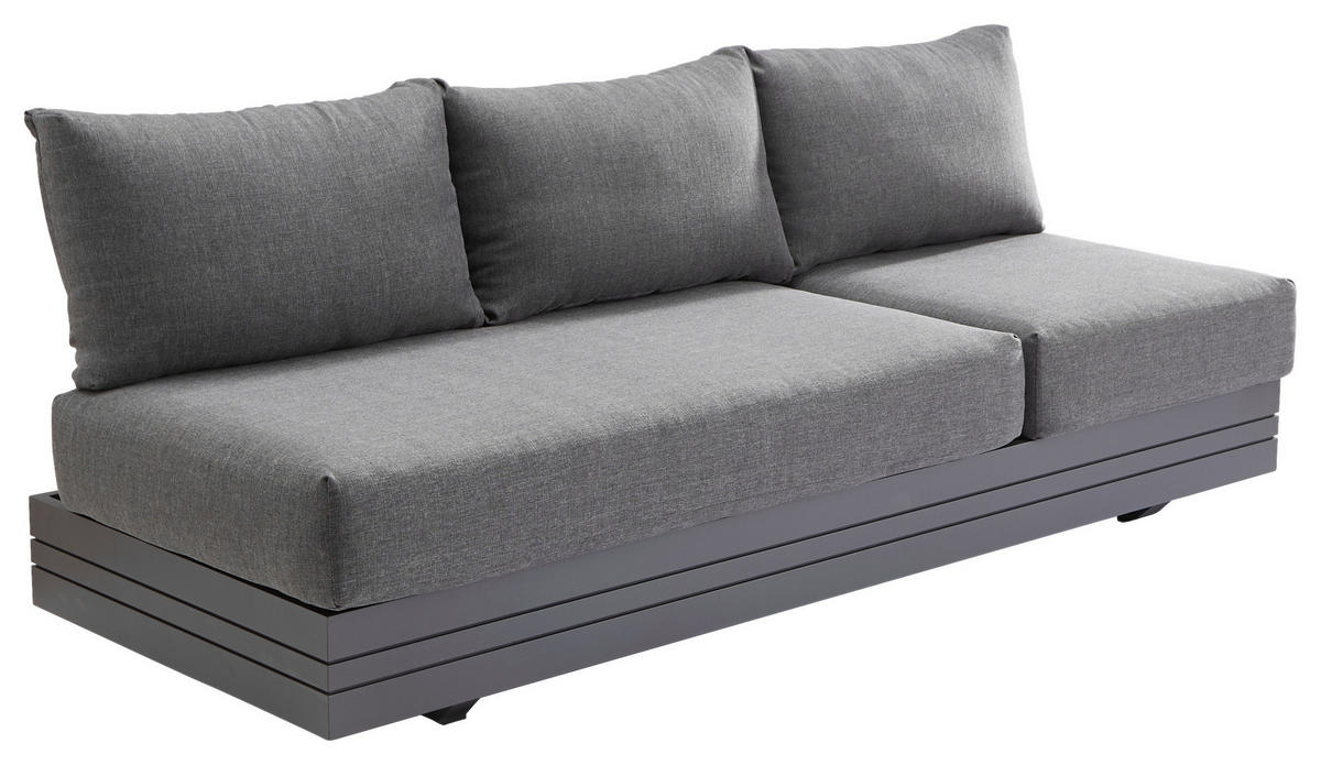 LOUNGESOFA  - Dunkelgrau/Graphitfarben, Design, Textil/Metall (198/40/74/81cm) - Zebra 