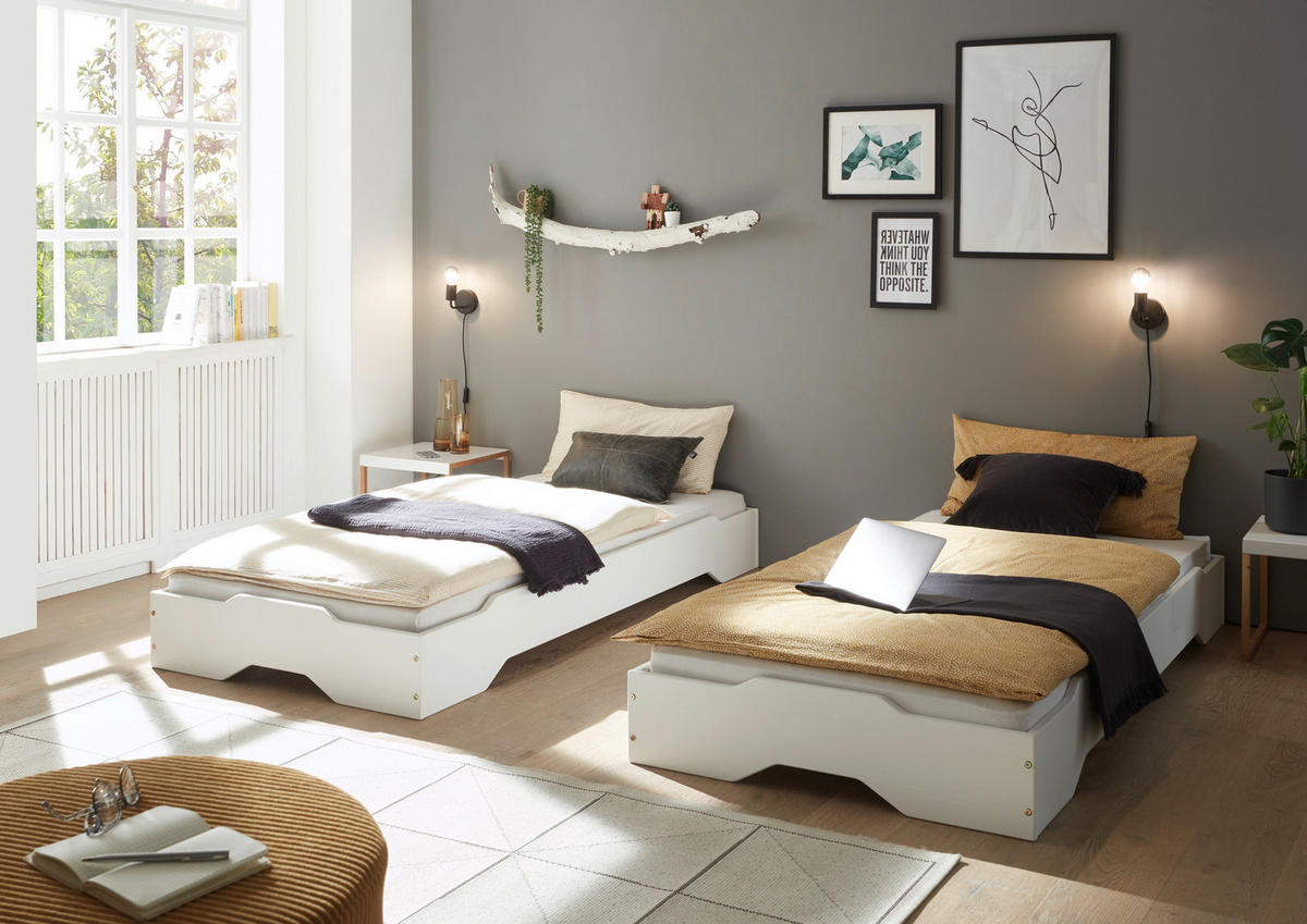 POSTELJA 90 cm   x 200 cm  , les bela  - bela, Konvencionalno, les (90/200cm) - Carryhome