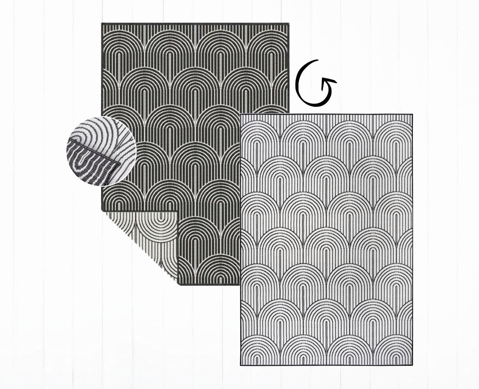 OUTDOORTEPPICH 120/170 cm Pangli Schwarz, Weiß  - Schwarz/Weiß, Design, Kunststoff (120/170cm)
