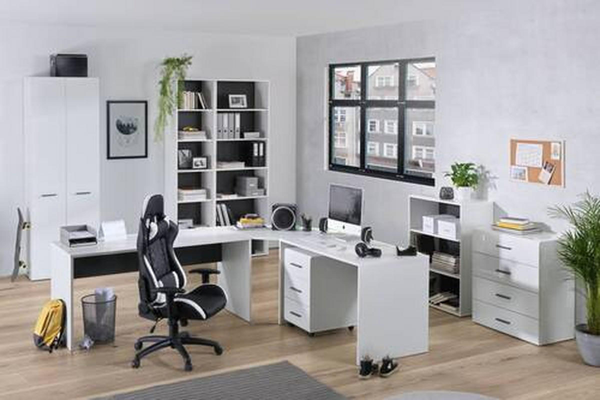 SKRINKA NA DOKUMENTY, antracitová, biela, biela s vysokým leskom, 75/185,6/41,6 cm - biela/biela s vysokým leskom, Basics, kompozitné drevo (75/185,6/41,6cm) - Hom`in