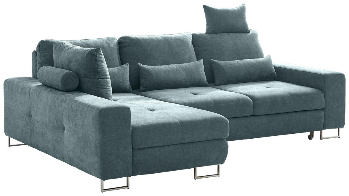 ECKSOFA in Flachgewebe Grün  - Grün, Design, Textil/Metall (188/260cm) - Hom`in