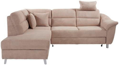 ECKSOFA in Velours Beige  - Beige/Silberfarben, Konventionell, Textil/Metall (197/248cm) - Livetastic