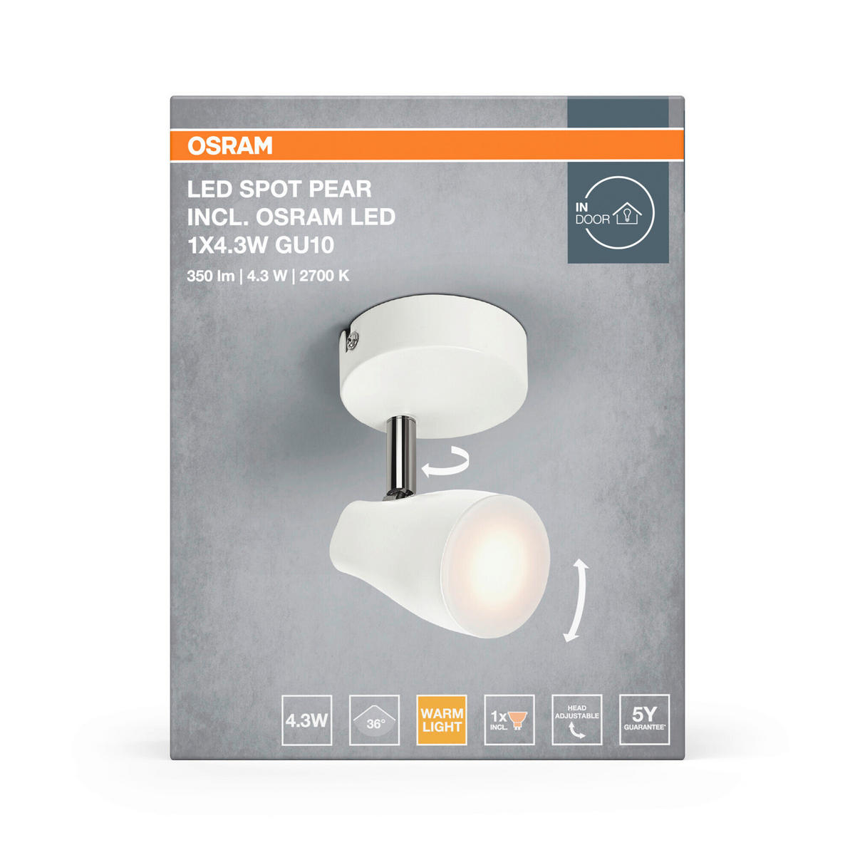 LED-STRAHLER 11/8/9,2 cm   - Weiß, Basics, Kunststoff/Metall (11/8/9,2cm) - Osram