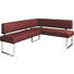 ECKBANK Echtleder Bordeaux, Chromfarben - Chromfarben/Bordeaux, Design, Leder/Metall (206/165cm) - Novel