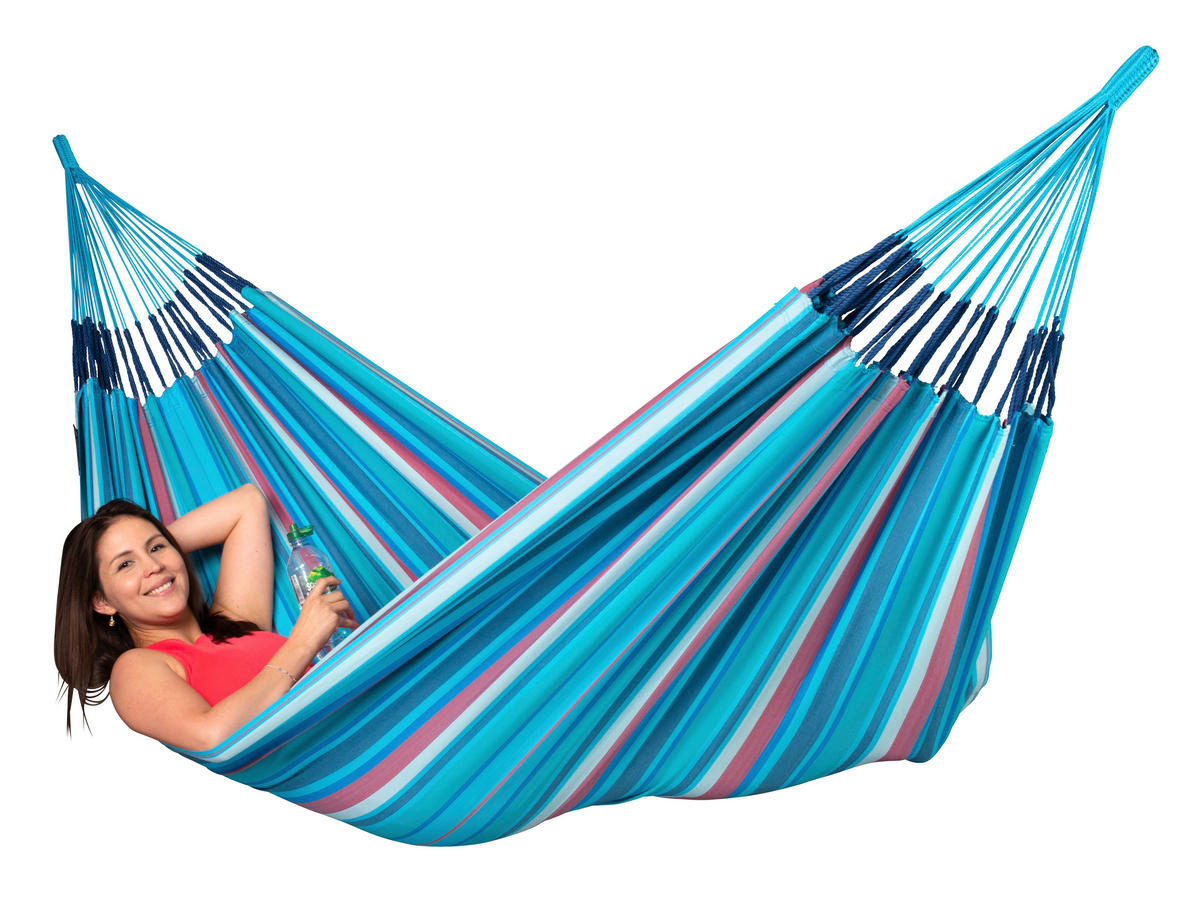HÄNGEMATTE double outdoor  - Blau/Kirschrot, KONVENTIONELL, Textil (160/350cm) - La Siesta