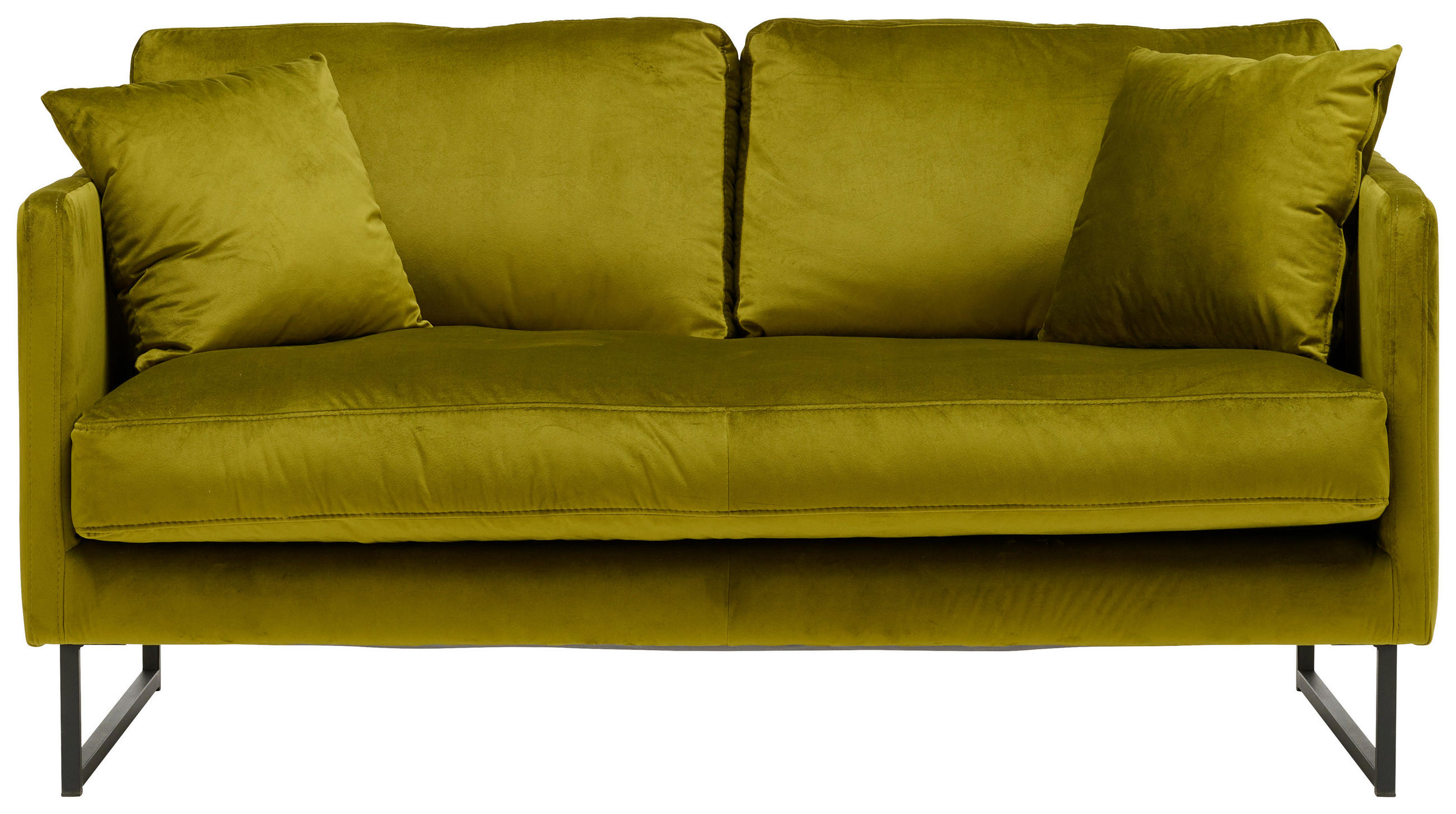 2-SITZER-SOFA Samt Grün  - Schwarz/Grün, Design, Textil/Metall (150/78/84cm) - Carryhome