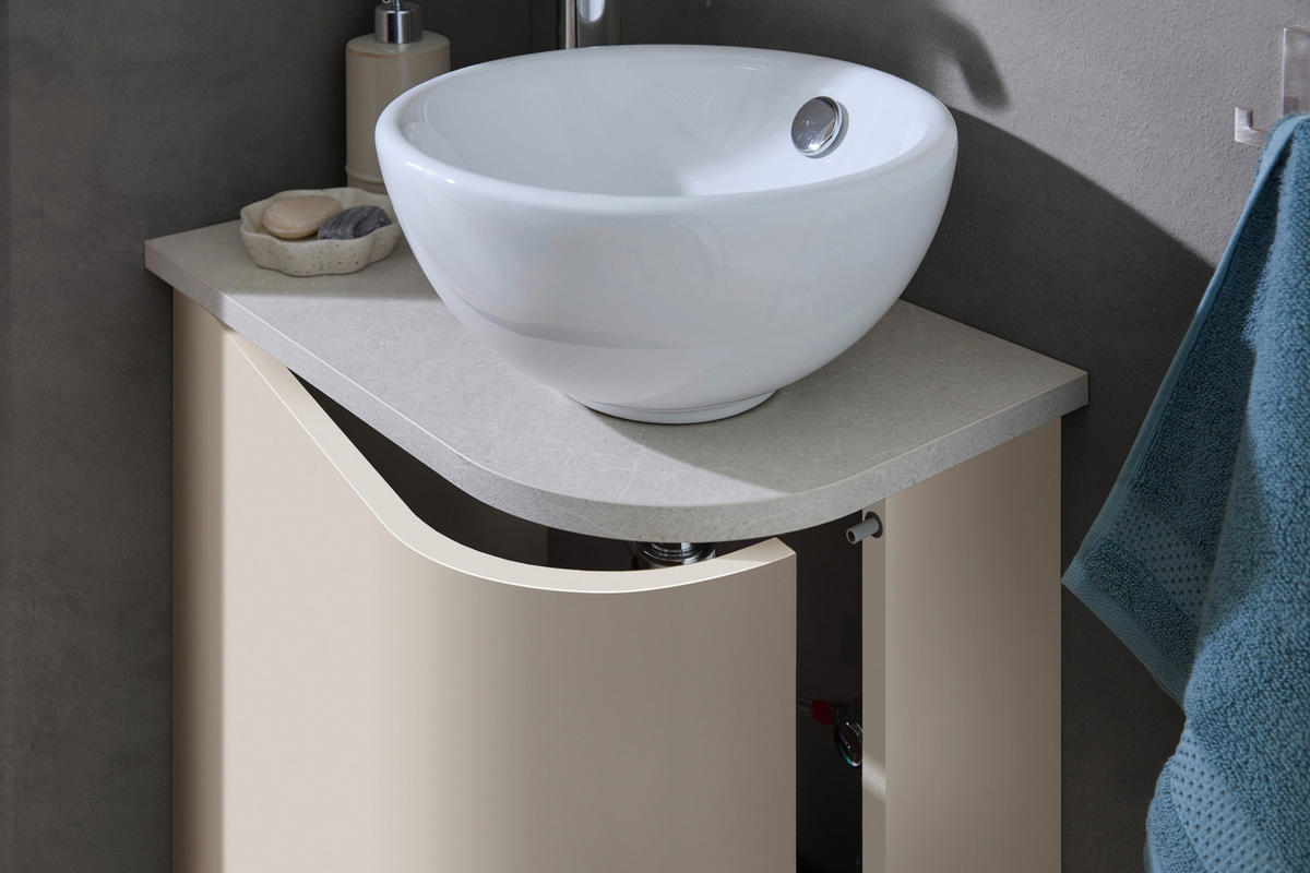 WASCHTISCHKOMBI 50,3 cm  - Kaschmir/Weiß, Natur, Keramik/Holzwerkstoff (50,3cm) - Sadena