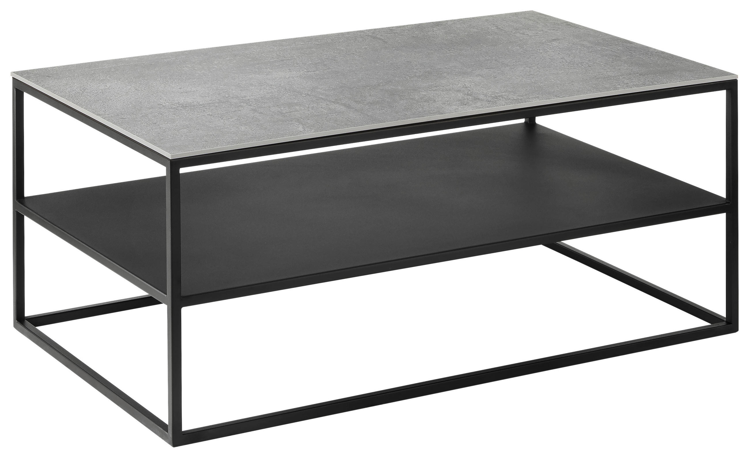 COUCHTISCH in Keramik 100/60/41,5 cm  - Schwarz/Grau, Design, Keramik/Metall (100/60/41,5cm) - Johann Jakob