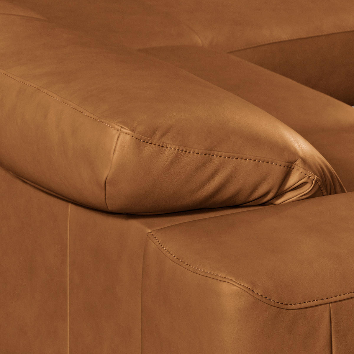 ECKSOFA  in Echtleder Cognac  295/187 cm  - Chromfarben/Cognac, Design, Leder/Metall (295/187cm) - Livetastic