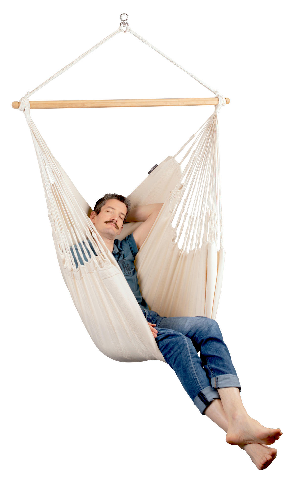 HÄNGESESSEL comfort cotton 110/160/180 cm  - Weiß, KONVENTIONELL, Holz/Textil (110/160/180cm) - La Siesta