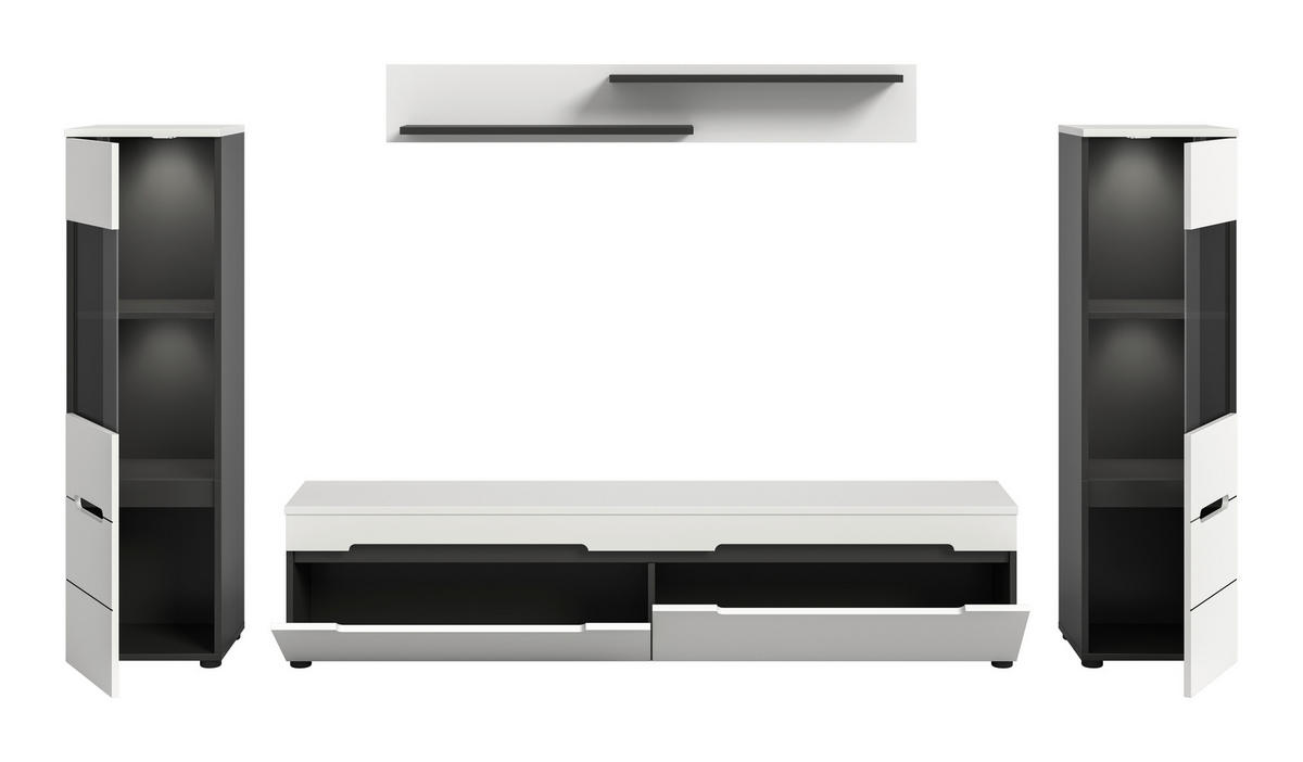 SZEKRÉNYSOR fehér  - fekete/fehér, Design, műanyag/faalapú anyag (272/141/33cm) - Livetastic