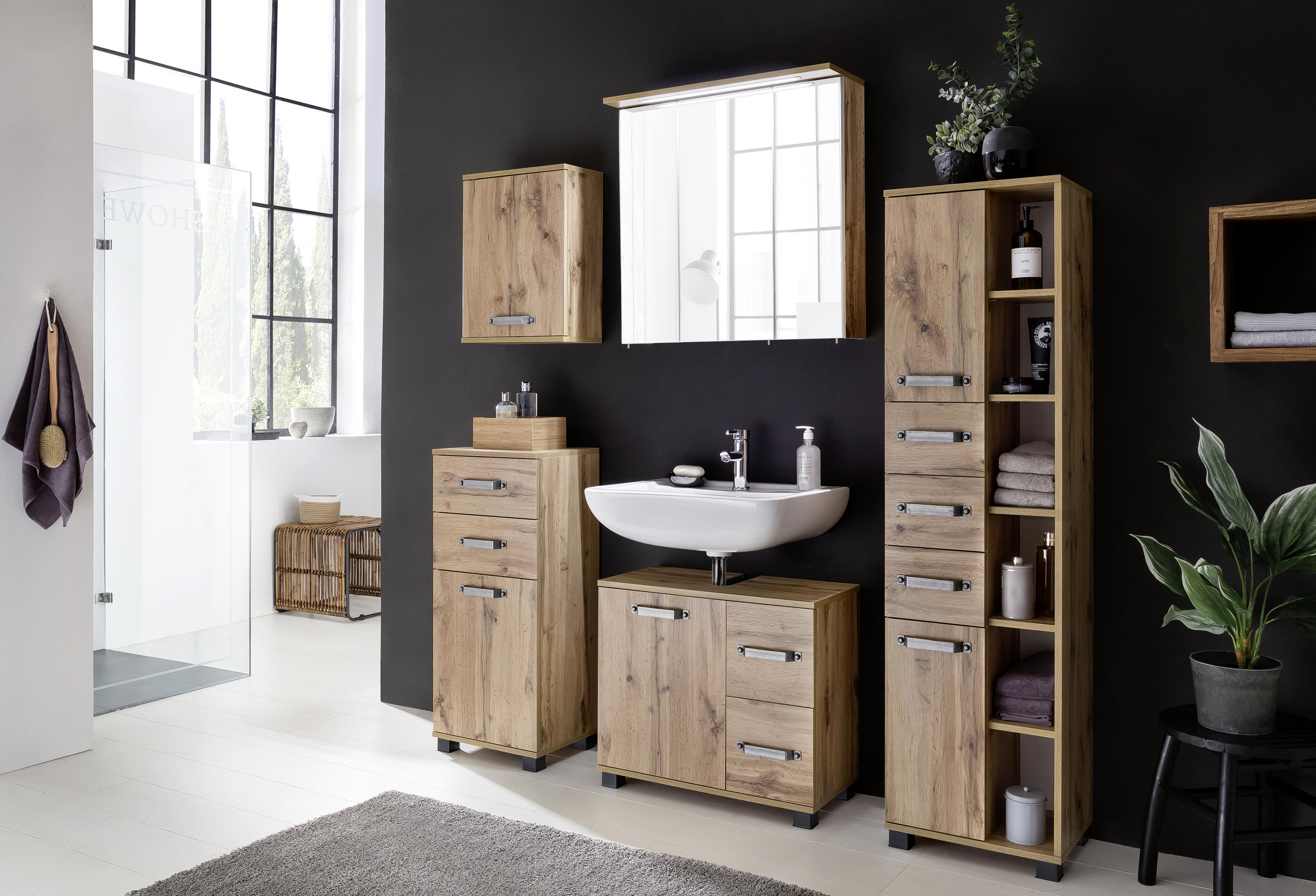 HÄNGESCHRANK 40,3/54,5/20 cm  - Eichefarben, KONVENTIONELL, Holzwerkstoff/Metall (40,3/54,5/20cm) - MID.YOU